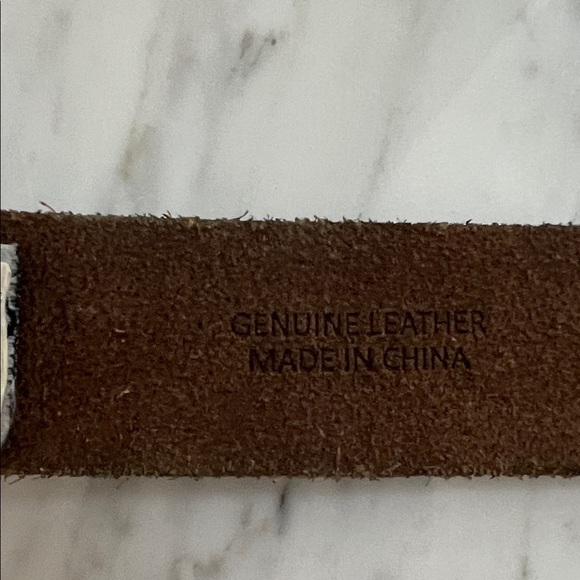 Vintage J Crew Brown Leather Belt with Studded Brass Accents - Picture 5 of 5